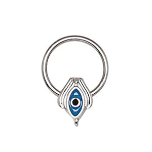 316L Stainless Steel Egyptian Blue Eye WildKlass Captive Bead Ring-WildKlass Jewelry