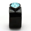 WildKlass Stainless Steel Solitaire Ring IP Black Women Top Grade Crystal Light Sapphire-WildKlass Jewelry