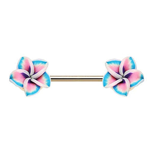 WILDKLASS Hawaiian Plumeria Flower Nipple Barbell Ring-WildKlass Jewelry