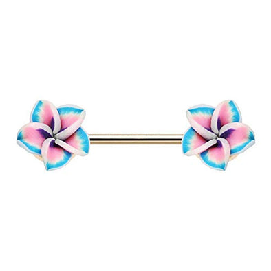 WILDKLASS Hawaiian Plumeria Flower Nipple Barbell Ring-WildKlass Jewelry
