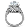 WildKlass Stainless Steel Halo Ring High Polished (no Plating) Women AAA Grade CZ Clear-WildKlass Jewelry