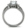 WildKlass Stainless Steel Three Stone Ring High Polished (no Plating) Women AAA Grade CZ Clear-WildKlass Jewelry