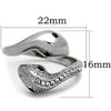 WildKlass Stainless Steel Snake Ring High Polished (no Plating) Women Top Grade Crystal Jet-WildKlass Jewelry