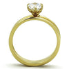 WildKlass Stainless Steel Solitaire Ring IP Gold Women AAA Grade CZ Clear-WildKlass Jewelry