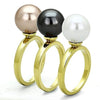 WildKlass Stainless Pearl Steel Ring IP Gold Women Synthetic Multi Color-WildKlass Jewelry