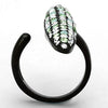 WildKlass Stainless Steel Cuff Ring IP Black Women Top Grade Crystal Multi Color-WildKlass Jewelry