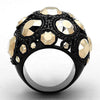 WildKlass Stainless Steel Halloween Ring IP Black Women Top Grade Crystal Metallic Light Gold-WildKlass Jewelry