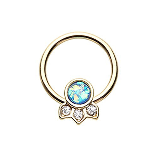 Golden Victorian Glitter Opal WildKlass Captive Bead Ring-WildKlass Jewelry