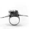 WildKlass Stainless Steel Skull Ring High Polished (no Plating) Women Epoxy Jet-WildKlass Jewelry