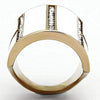 WildKlass Stainless Steel Ring IP Rose Gold Women Top Grade Crystal Clear-WildKlass Jewelry