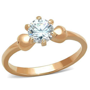WildKlass Stainless Steel Ring IP Rose Gold Women AAA Grade CZ Clear-WildKlass Jewelry