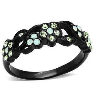 WildKlass Stainless Steel Flower Ring IP Black Women Top Grade Crystal Multi Color-WildKlass Jewelry