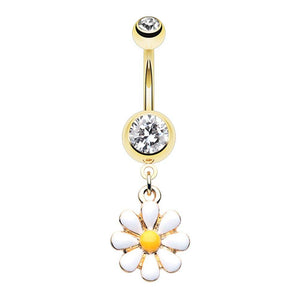 WILDKLASS Golden One Daisy at a Time Dangle Belly Button Ring-WildKlass Jewelry
