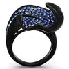 WildKlass Stainless Steel Pave Ring IP Black Women Top Grade Crystal Sapphire-WildKlass Jewelry