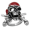 WildKlass Stainless Steel Skull Ring High Polished (no Plating) Unisex Epoxy Siam-WildKlass Jewelry