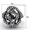 WildKlass Stainless Steel Flower Ring Two-Tone IP Black Women Top Grade Crystal Amethyst-WildKlass Jewelry
