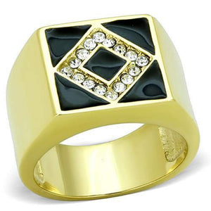 WildKlass Stainless Steel Ring IP Gold Men Top Grade Crystal Clear-WildKlass Jewelry