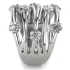 WildKlass Stainless Steel Flower Ring High Polished (no Plating) Women Top Grade Crystal Clear-WildKlass Jewelry