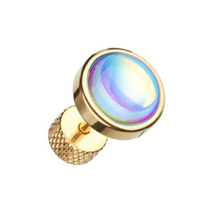 Golden Illuminating Moonstone Steel WildKlass Fake Plug-WildKlass Jewelry