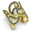 WildKlass Stainless Steel Cuff Ring IP Gold Women Top Grade Crystal Clear-WildKlass Jewelry