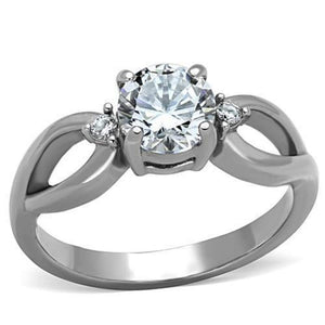 WildKlass Stainless Steel Three Stone Ring High Polished (no Plating) Women AAA Grade CZ Clear-WildKlass Jewelry