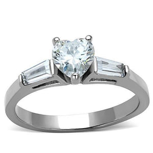 WildKlass Stainless Steel Heart Ring High Polished (no Plating) Women AAA Grade CZ Clear-WildKlass Jewelry