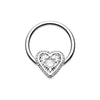 Gold & Silver Ornate Opal Heart Steel Captive Bead Ring-WildKlass Jewelry