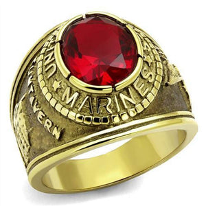 WildKlass Stainless Steel Marines Ring IP Gold Men Synthetic Siam-WildKlass Jewelry