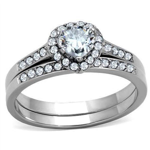 WildKlass Stainless Heart Steel Ring High Polished (no Plating) Women AAA Grade CZ Clear-WildKlass Jewelry