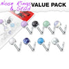 WILDKLASS 8 pcs Value Pack Semi Precious Stone Set 316L Surgical Steel L Bend Nose Stud Rings-WildKlass Jewelry