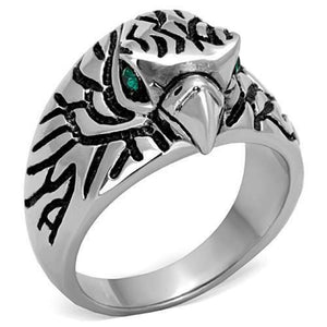 WildKlass Stainless Steel Ring High Polished (no Plating) Men Top Grade Crystal Emerald-WildKlass Jewelry