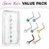 WILDKLASS 7 pcs Gem Box Value Pack Opal Set 316L Surgical Steel L Bend Nose Stud Rings-WildKlass Jewelry