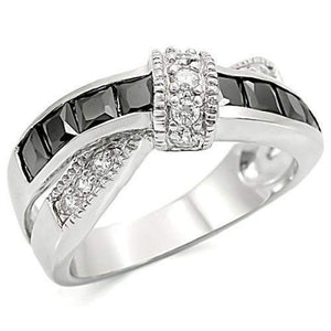 WildKlass Stainless Steel Anniversary Ring High Polished (no Plating) Women AAA Grade CZ Jet-WildKlass Jewelry