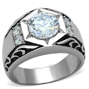 WildKlass Stainless Steel Ring High Polished (no Plating) Men AAA Grade CZ Clear-WildKlass Jewelry