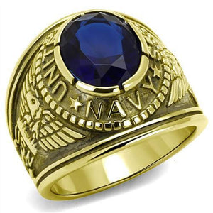 WildKlass Stainless Steel Navy Ring IP Gold Men Synthetic Montana-WildKlass Jewelry