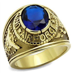 WildKlass Stainless Steel Air Force Ring IP Gold Men Synthetic Montana-WildKlass Jewelry