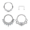 WILDKLASS 3 Pcs Value Pack Assorted Half Circle Bendable Nose Septum and Ear Cartilage Hoops with Free Clear Retainer-WildKlass Jewelry