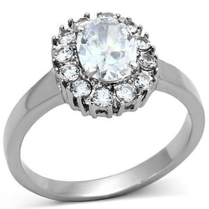 WildKlass Stainless Steel Halo Ring High Polished (no Plating) Women AAA Grade CZ Clear-WildKlass Jewelry