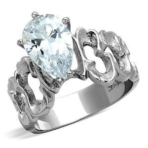 WildKlass Stainless Steel Pear Ring High Polished (no Plating) Women AAA Grade CZ Clear-WildKlass Jewelry