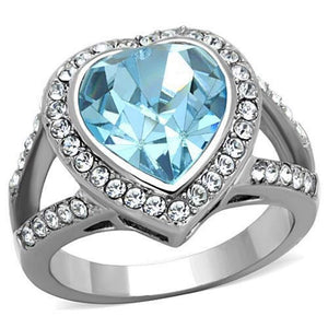 WildKlass Stainless Steel Ring High Polished (no Plating) Women Top Grade Crystal Sea Blue-WildKlass Jewelry