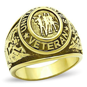 WildKlass Stainless Steel Veteran Ring IP Gold Men Epoxy Jet-WildKlass Jewelry