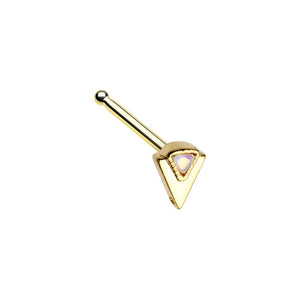 WILDKLASS Golden Geometric Triangle Moonstone Nose Stud Ring-WildKlass Jewelry