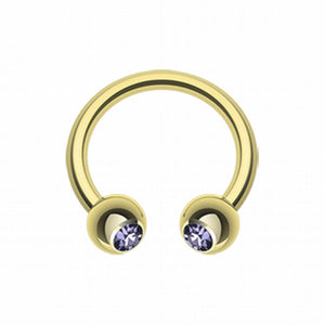 Gold Plated Gem Ball Horseshoe Circular Barbell-WildKlass Jewelry