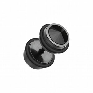 Blackline Pointy Crystalline Steel Fake Plug-WildKlass Jewelry
