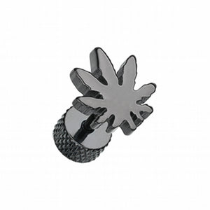 Blackline Pot Leaf Steel Fake Plug-WildKlass Jewelry