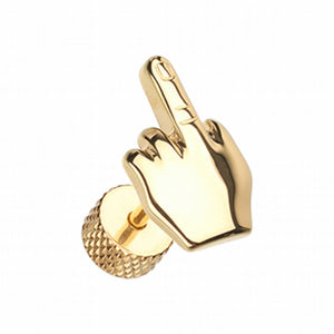 Golden Middle FU Finger Steel Fake Plug-WildKlass Jewelry
