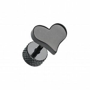Blackline Lovely Heart Steel Fake Plug-WildKlass Jewelry