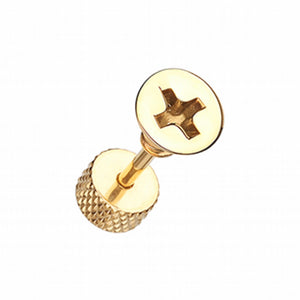 Golden Screw Bolt Top Steel Fake Plug-WildKlass Jewelry