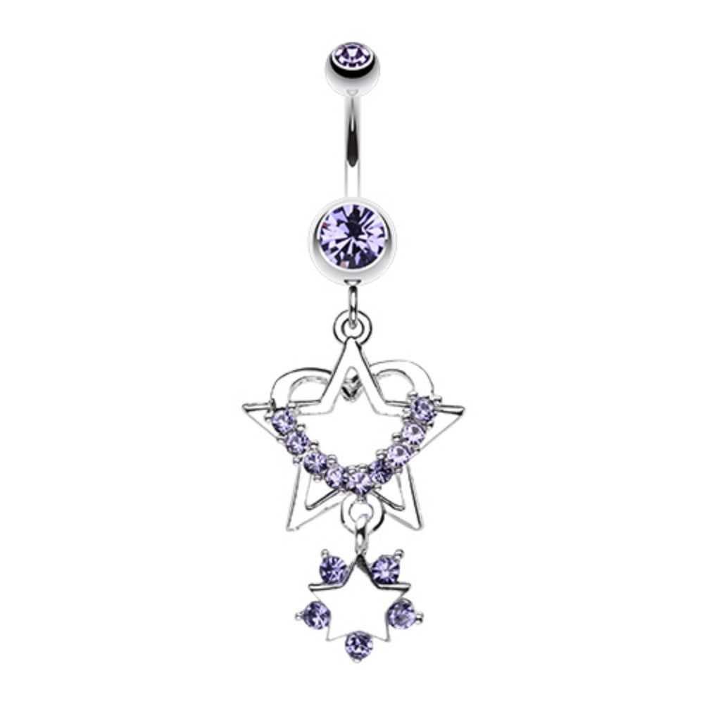 Sparkling Heart Star Dangle Belly Button Ring – WildKlass Jewelry