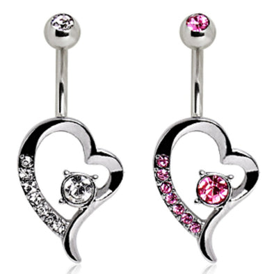 316L Surgical Steel Floating Heart Navel Ring-WildKlass Jewelry